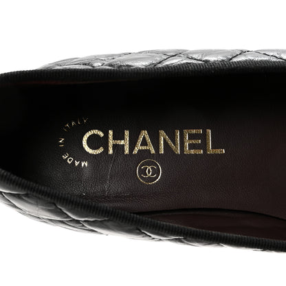 Chanel Aged Calfskin Quilted CC Cap Toe Ballerina Flats 39.5 Black 8 of 9
