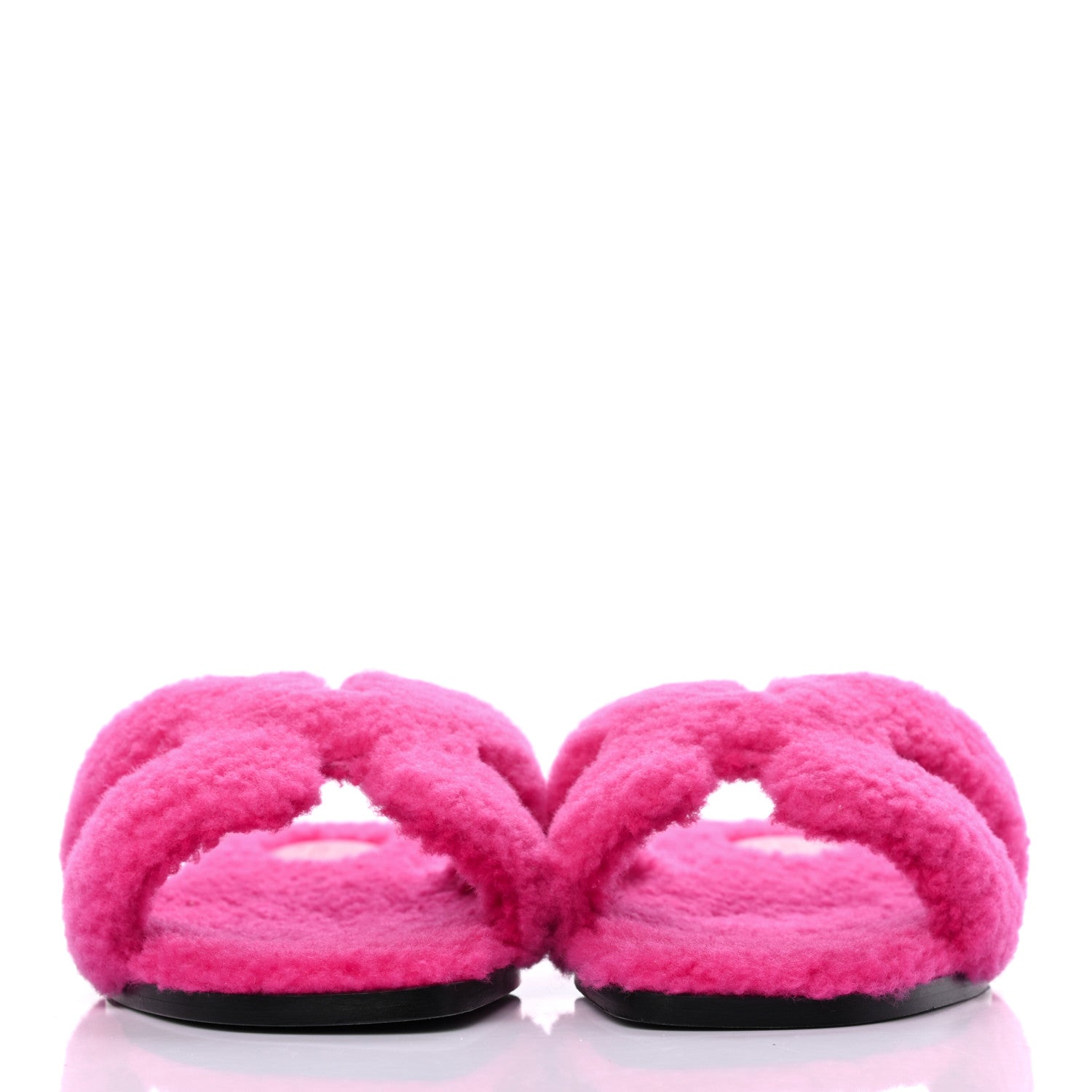 Hermes Woolskin Oran Sandals 37.5 Rose Fuchsia 2 of 7