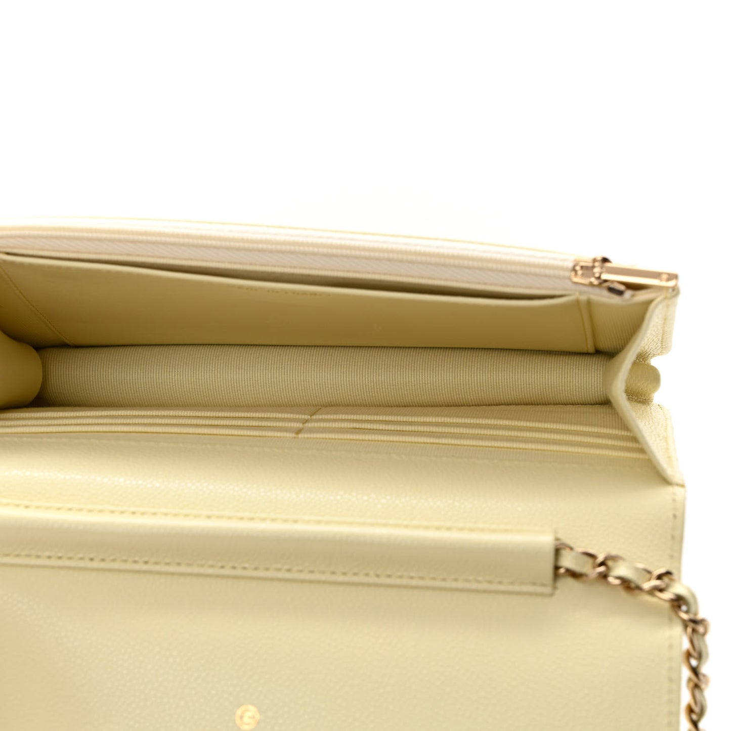 Caviar Quilted Wallet on Chain WOC Light Yellow