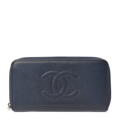 Chanel Caviar Large CC Timeless Zip Around Wallet Blue 1 of 11