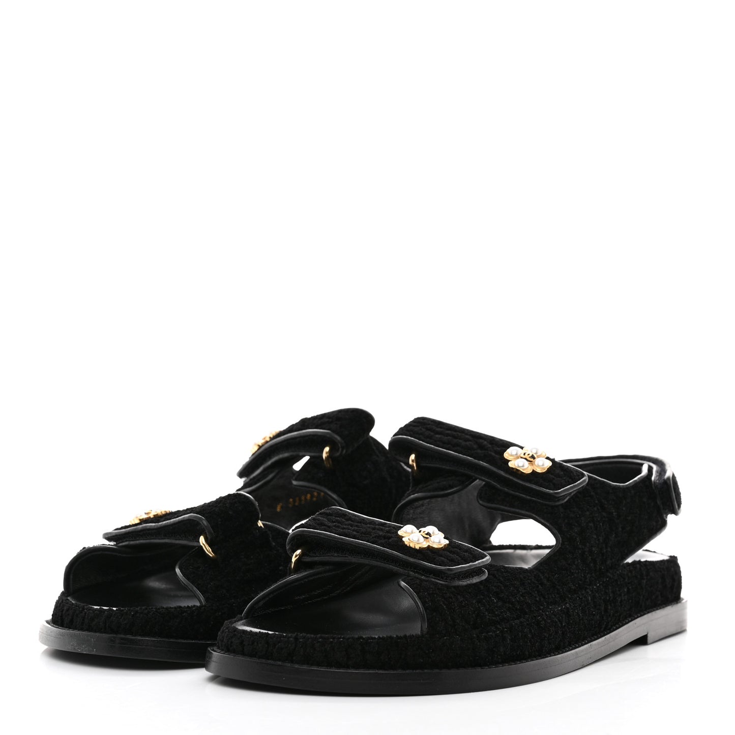 Tweed Velcro Dad Sandals 40 Black