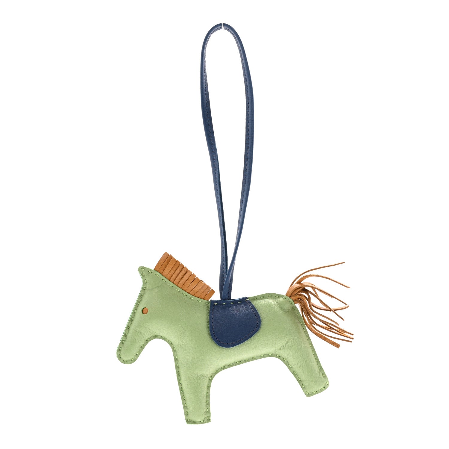 Hermes Milo Lambskin Grigri Rodeo Horse Bag Charm MM Vert Criquet Sesame Bleu De Malte 1 of 6