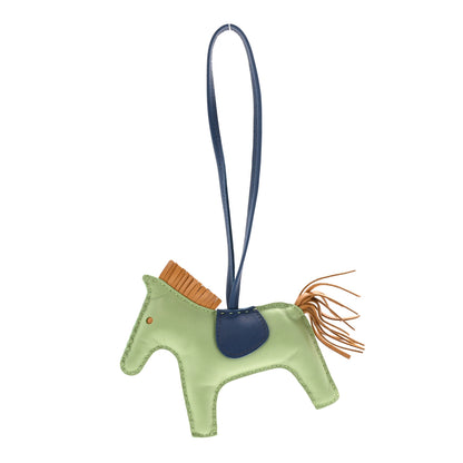 Hermes Milo Lambskin Grigri Rodeo Horse Bag Charm MM Vert Criquet Sesame Bleu De Malte 1 of 6