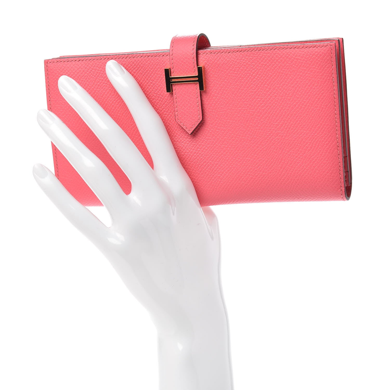 Hermes Epsom Bearn Gusset Wallet Rose Azalee 2 of 8