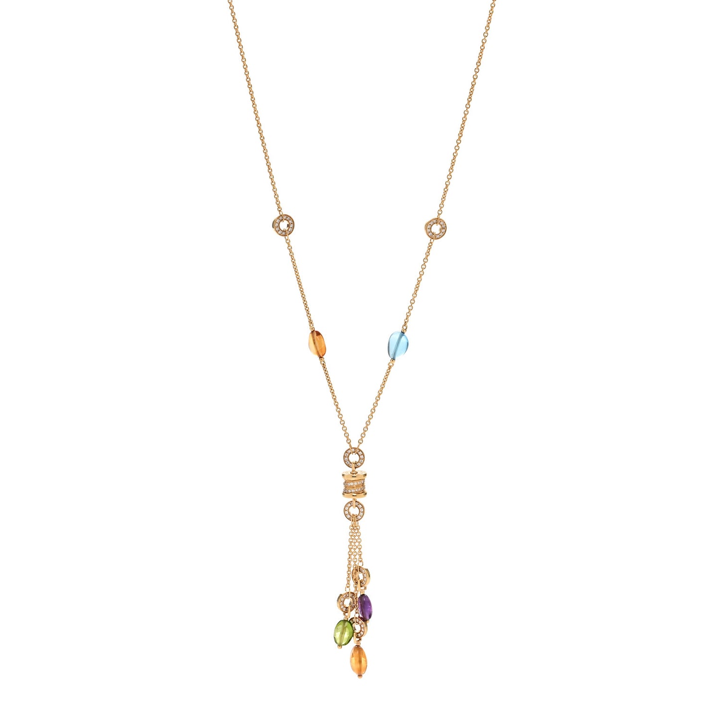 18K Yellow Gold Diamond Multi-Gemstone B.Zero Lavallier Necklace