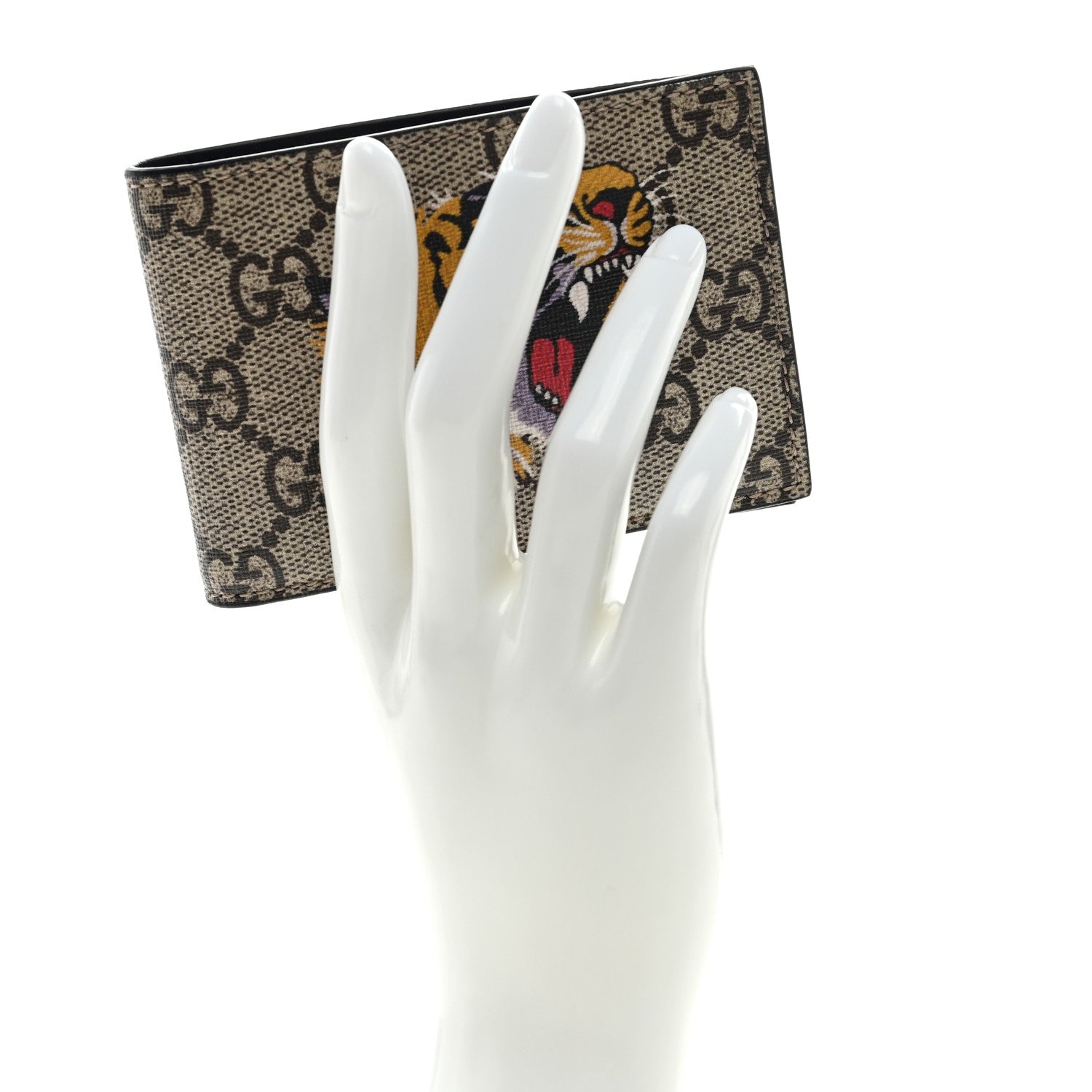 Gucci GG Supreme Monogram Tiger Bi-Fold Wallet Beige 2 of 6