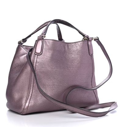 Gucci Metallic Pebbled Calfskin Small Soho Shoulder Bag Purple 2 of 5
