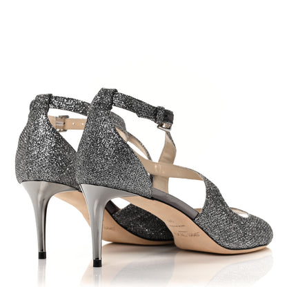 Jimmy Choo Dusty Glitter Emily 65 Sandals 38 Anthracite 4 of 8