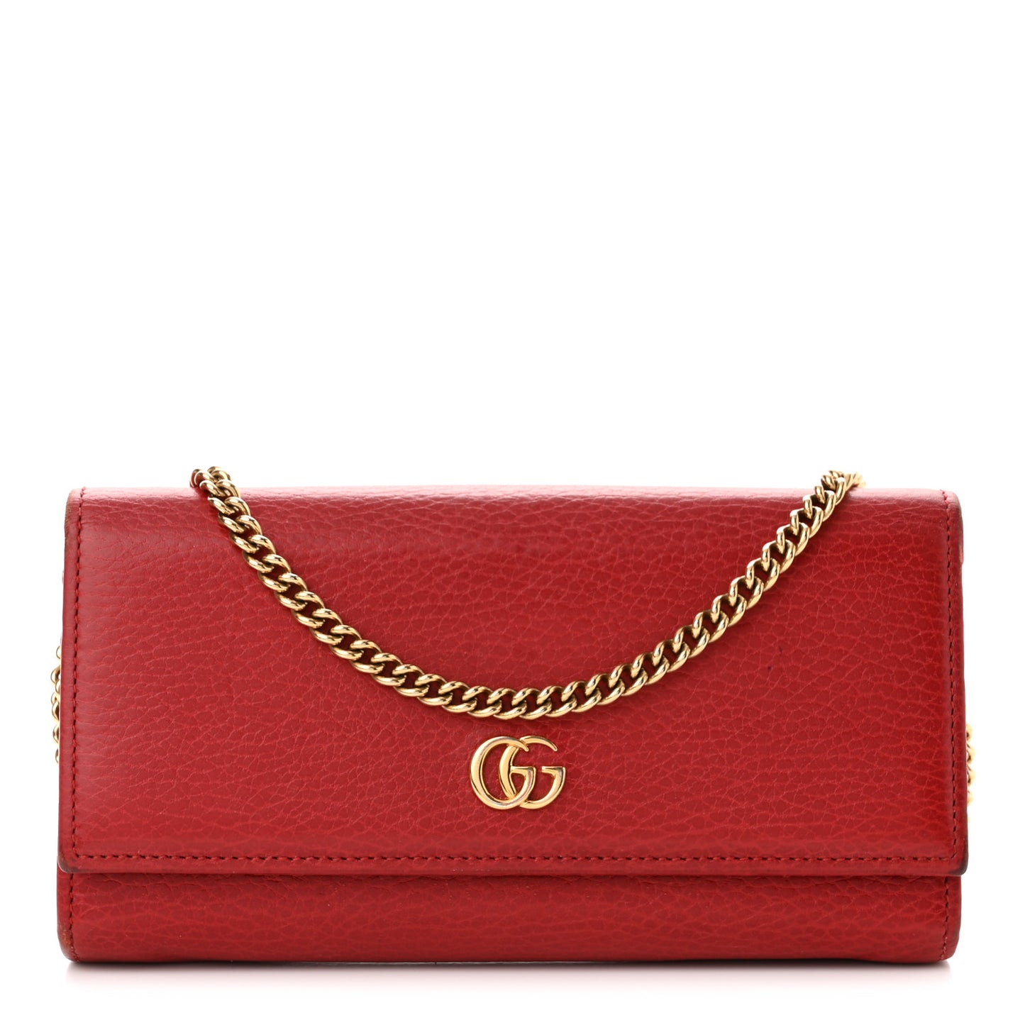 Dollar Calfskin Petite GG Marmont Wallet Chain Bag Hibiscus Red