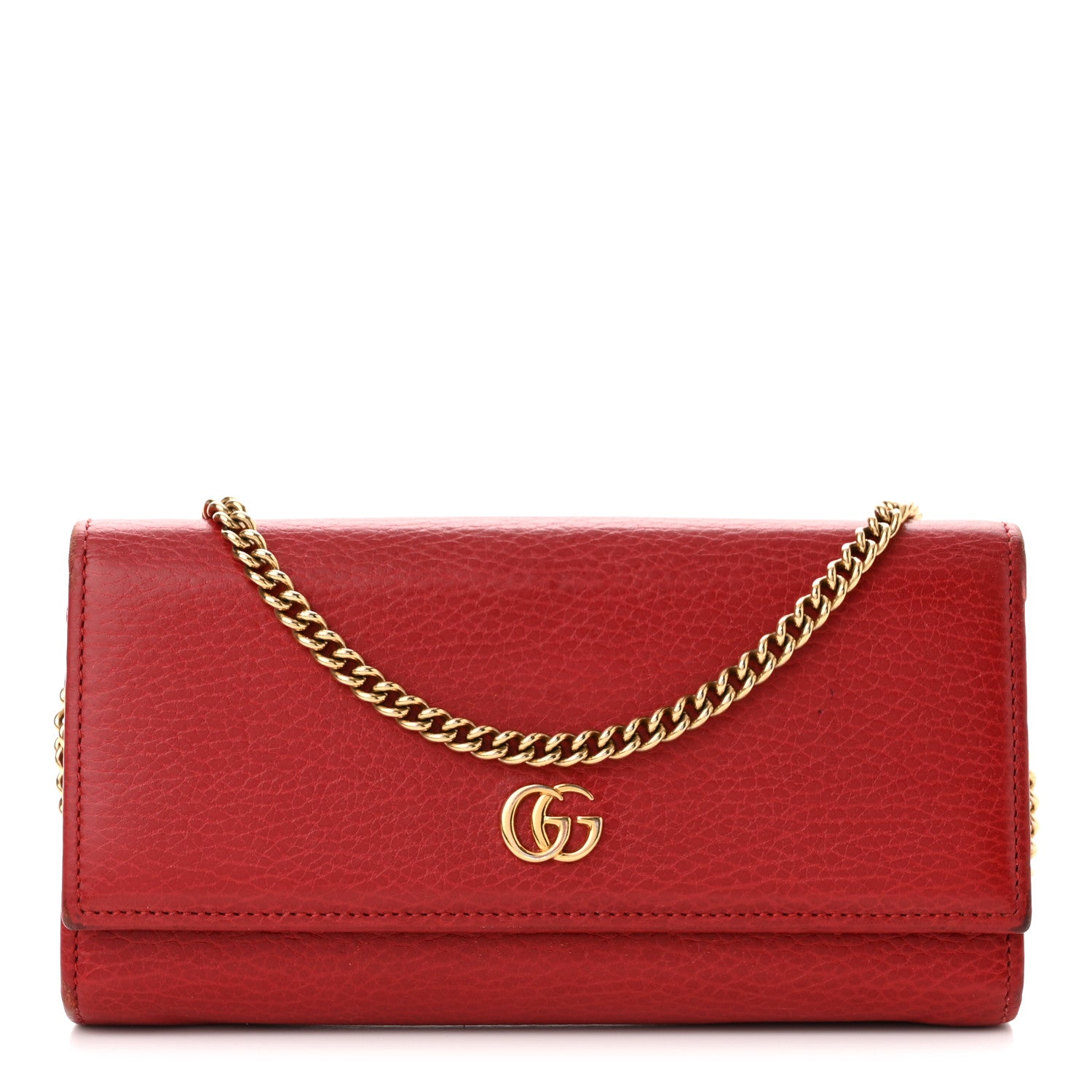 Gucci Dollar Calfskin Petite GG Marmont Wallet Chain Bag Hibiscus Red 1 of 13