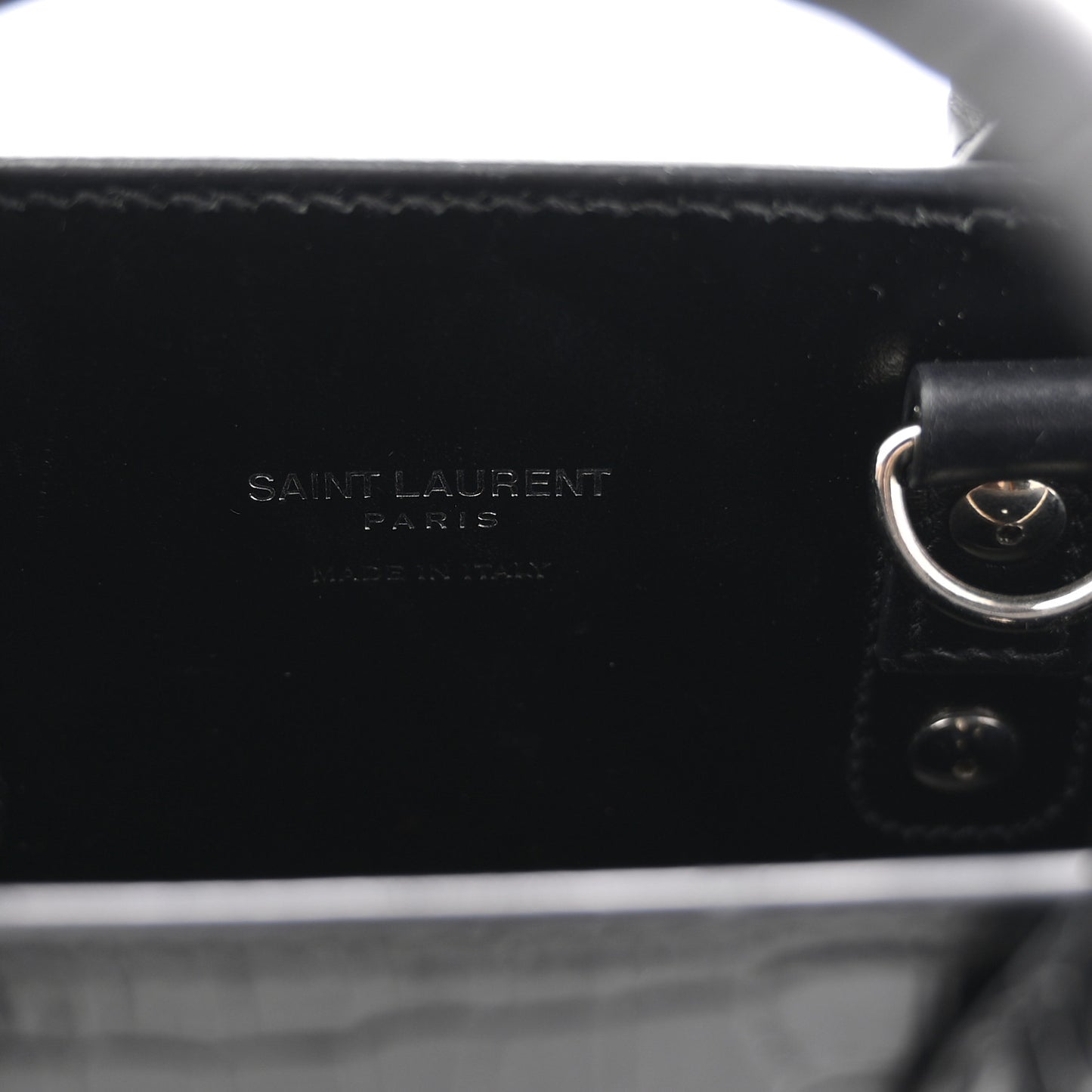 Calfskin Crocodile Embossed Nano Sac De Jour Black