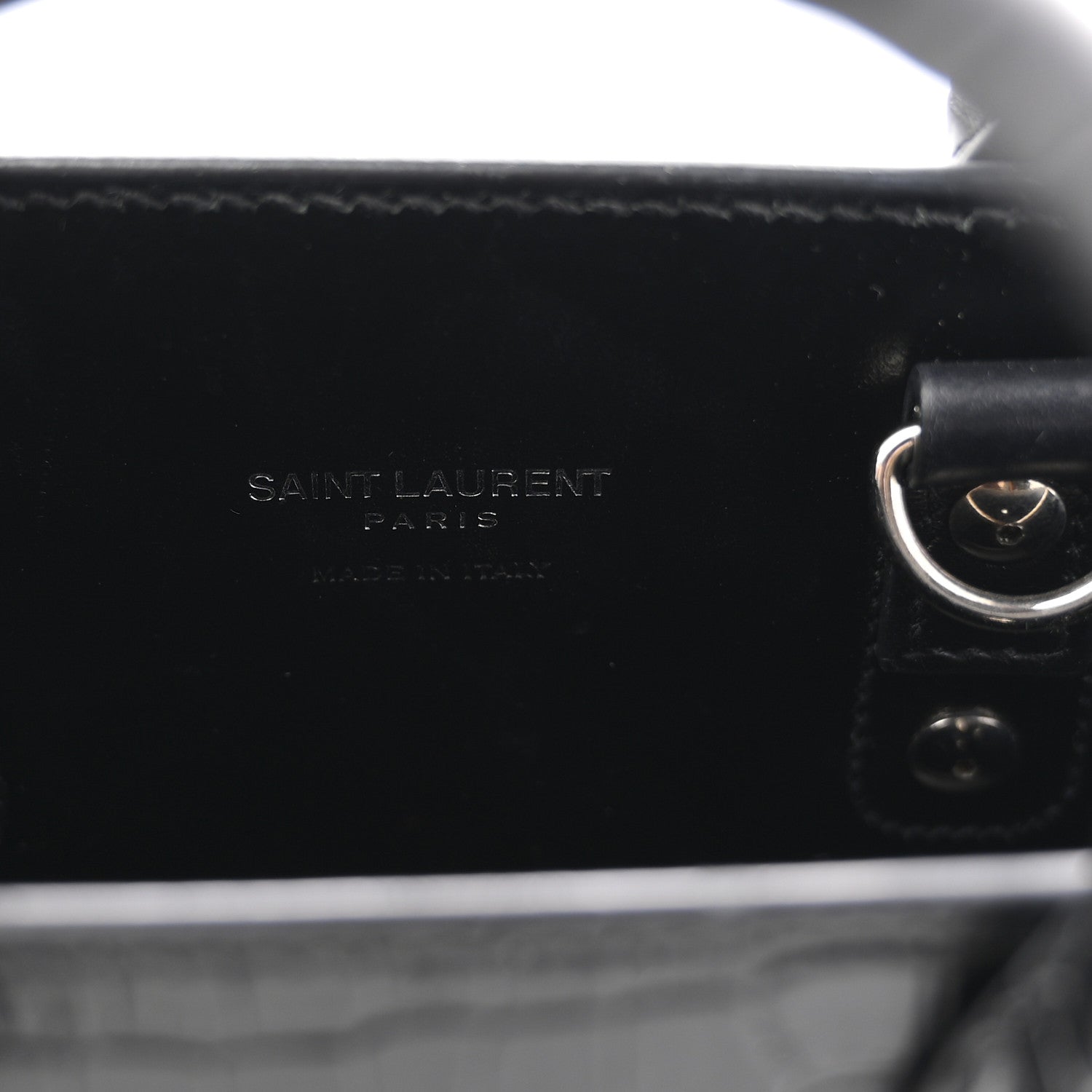 Saint Laurent Calfskin Crocodile Embossed Nano Sac De Jour Black 6 of 12