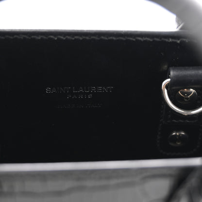 Saint Laurent Calfskin Crocodile Embossed Nano Sac De Jour Black 6 of 12