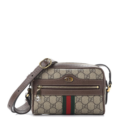Gucci GG Supreme Monogram Web Mini Ophidia Shoulder Bag Brown 1 of 7