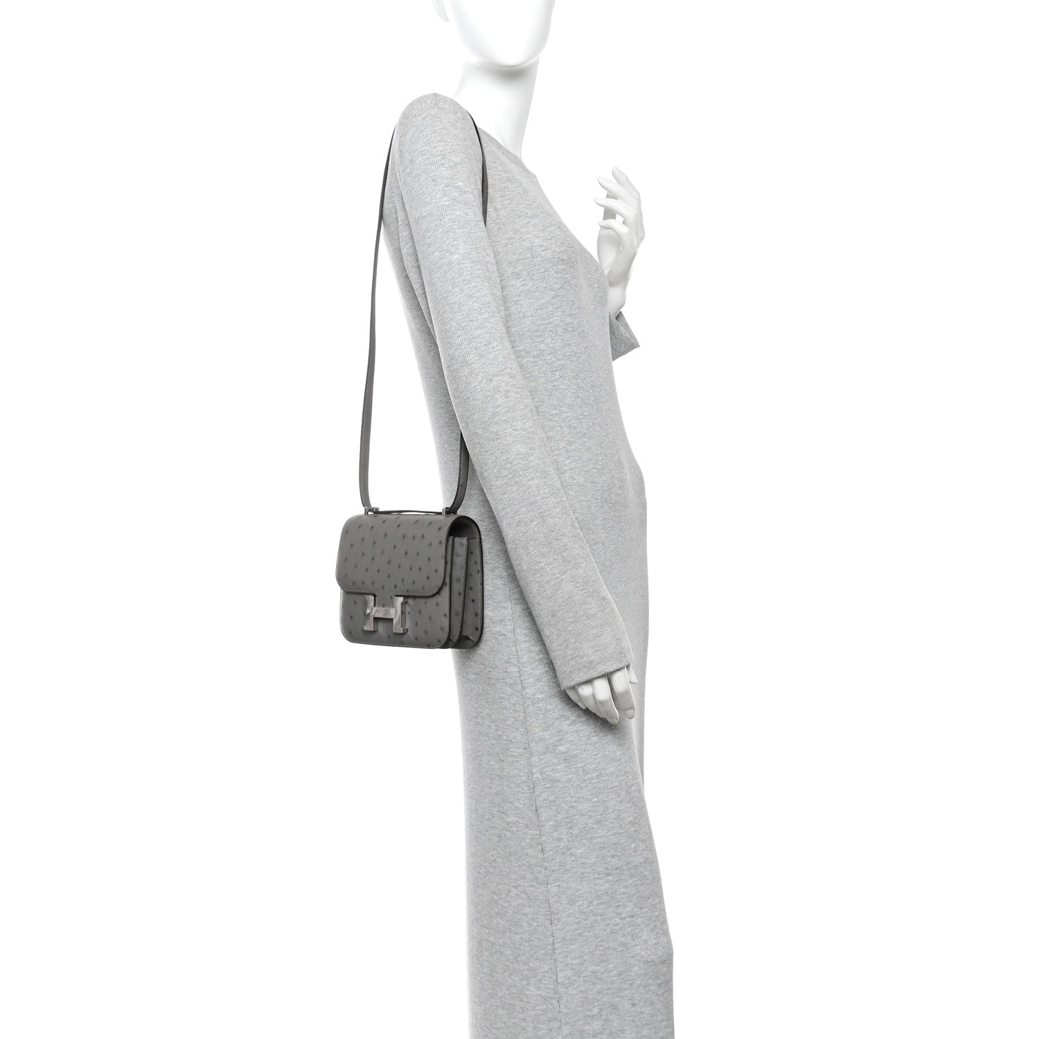 Hermes Ostrich Constance 18 Gris Meyer 2 of 11