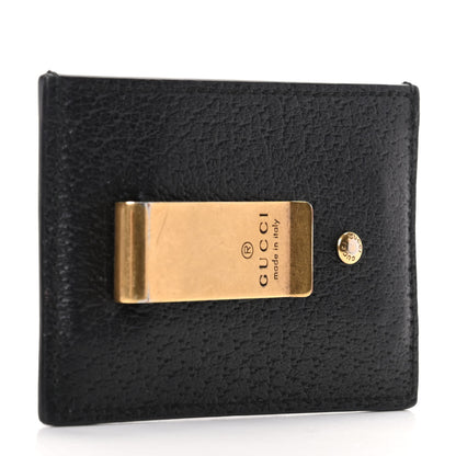 Gucci Calfskin Boar Effect GG Marmont Card Holder Money Clip Black 3 of 6