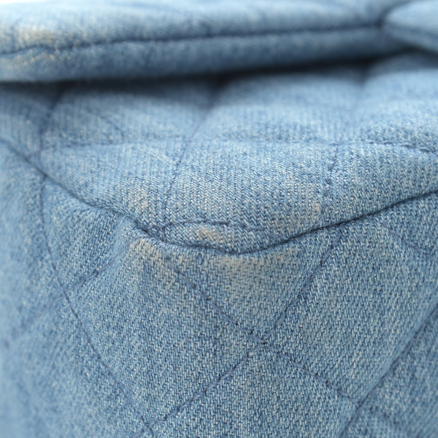 Denim Quilted Mini Pearl Crush Rectangular Flap Blue