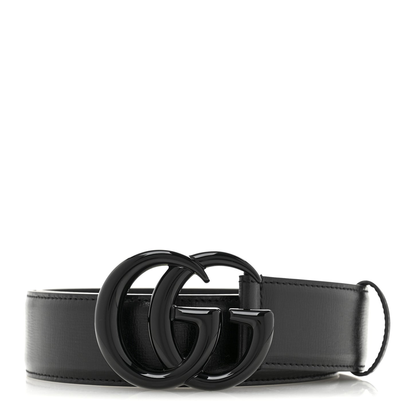 Azalea Calfskin Enamel Monochrome Double G 40mm Belt 90 36 Black