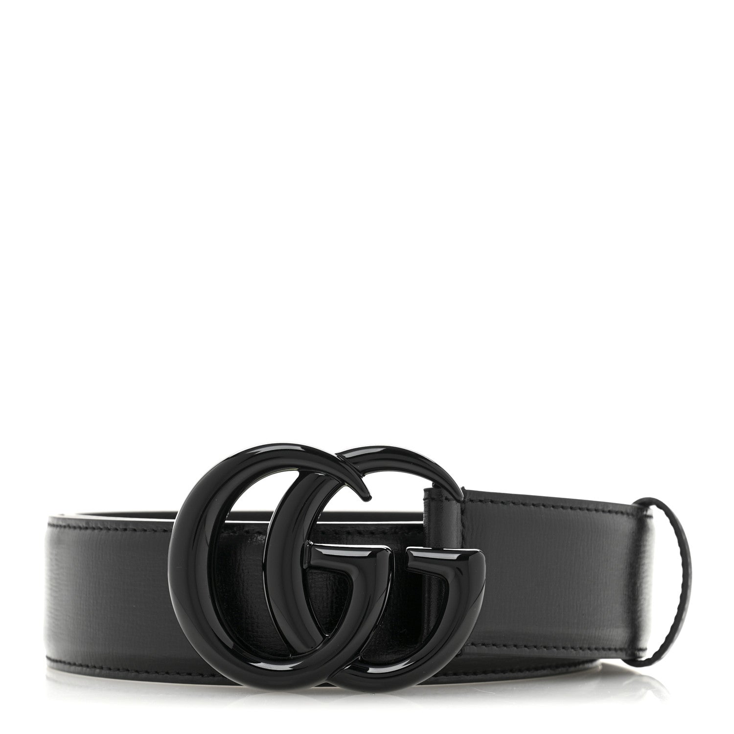 Gucci Azalea Calfskin Enamel Monochrome Double G 40mm Belt 90 36 Black 1 of 7