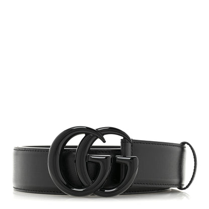Gucci Azalea Calfskin Enamel Monochrome Double G 40mm Belt 90 36 Black 1 of 7