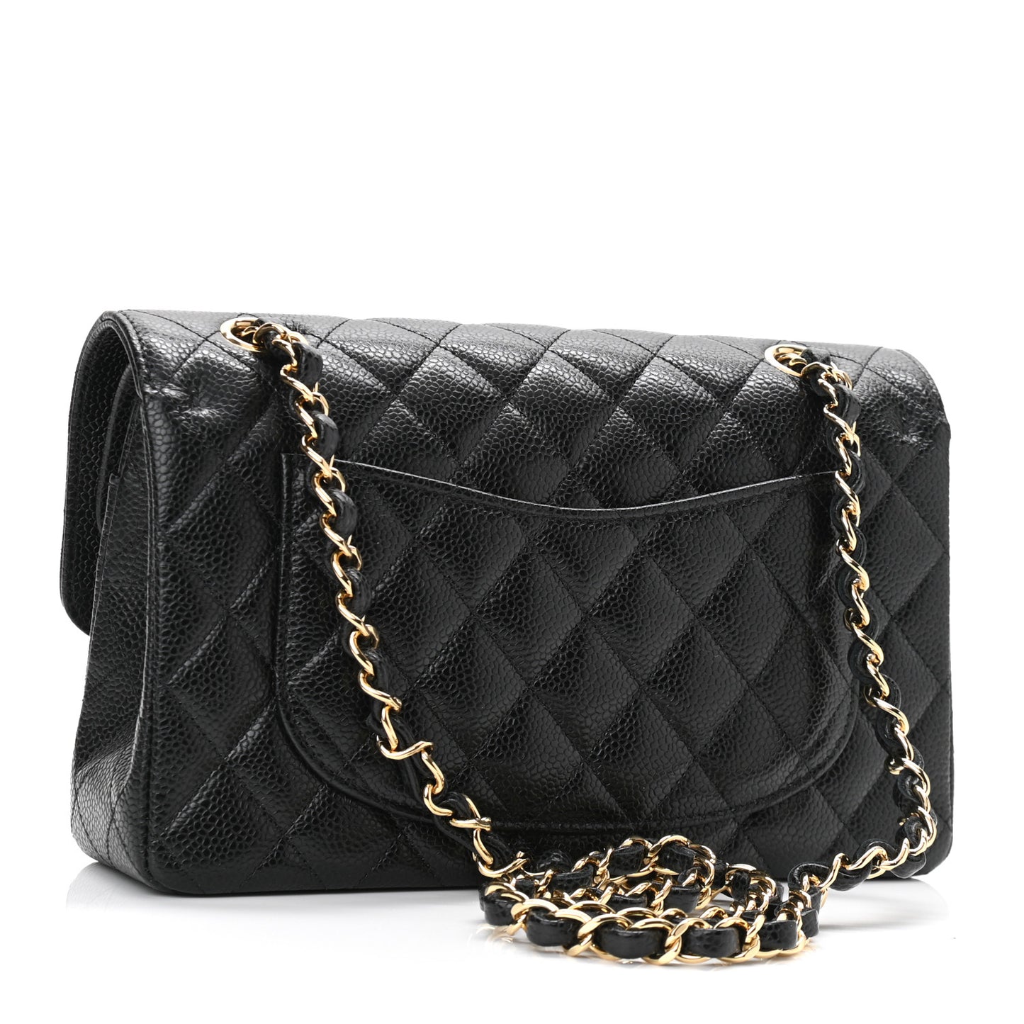 Caviar Quilted Small Double Flap Black