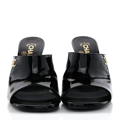 Chanel Patent Calfskin CC Mules 36.5 Black 2 of 13