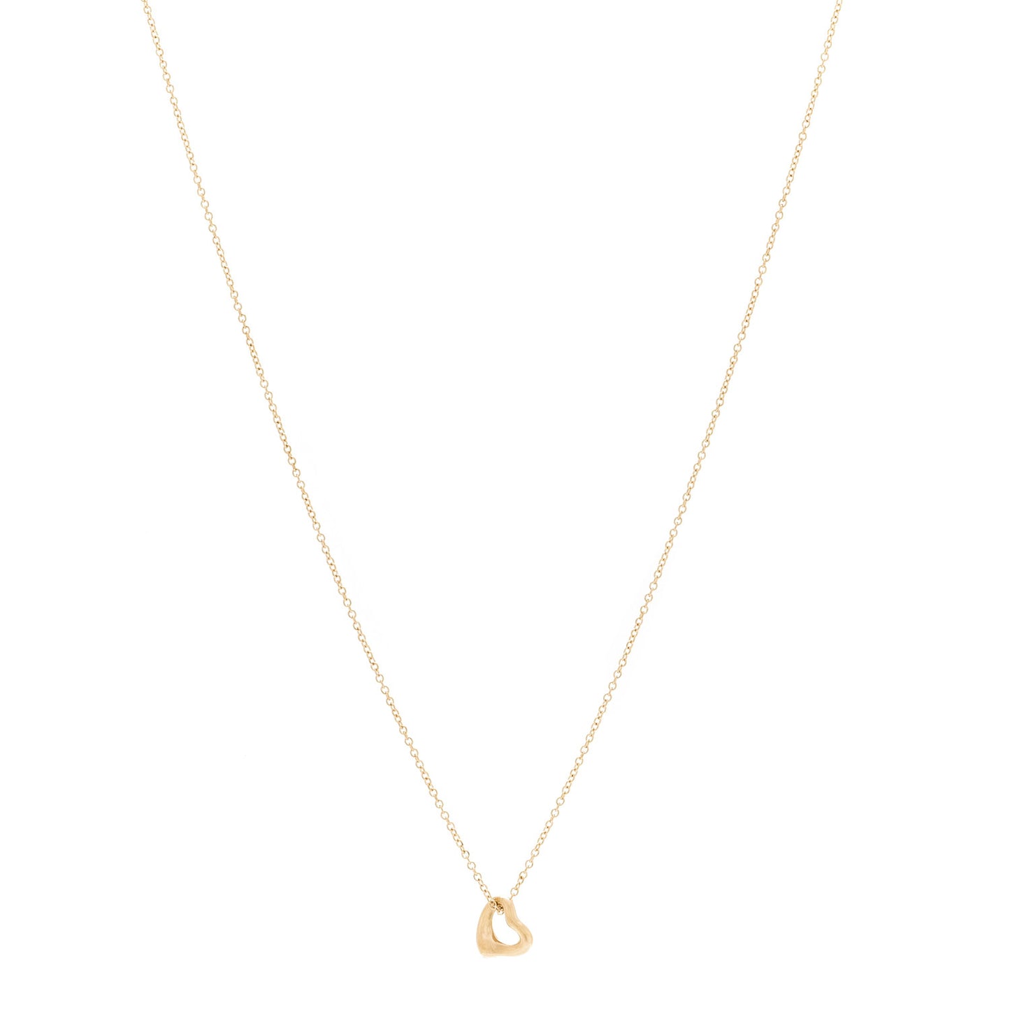 18K Yellow Gold 7mm Elsa Peretti Open Heart Pendant Necklace