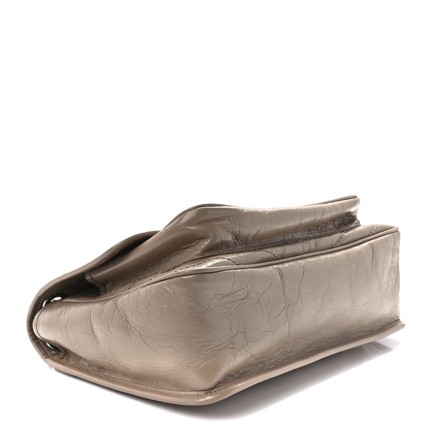 Crinkled Calfskin Matelasse Monogram Medium Niki Chain Satchel Gold Sand