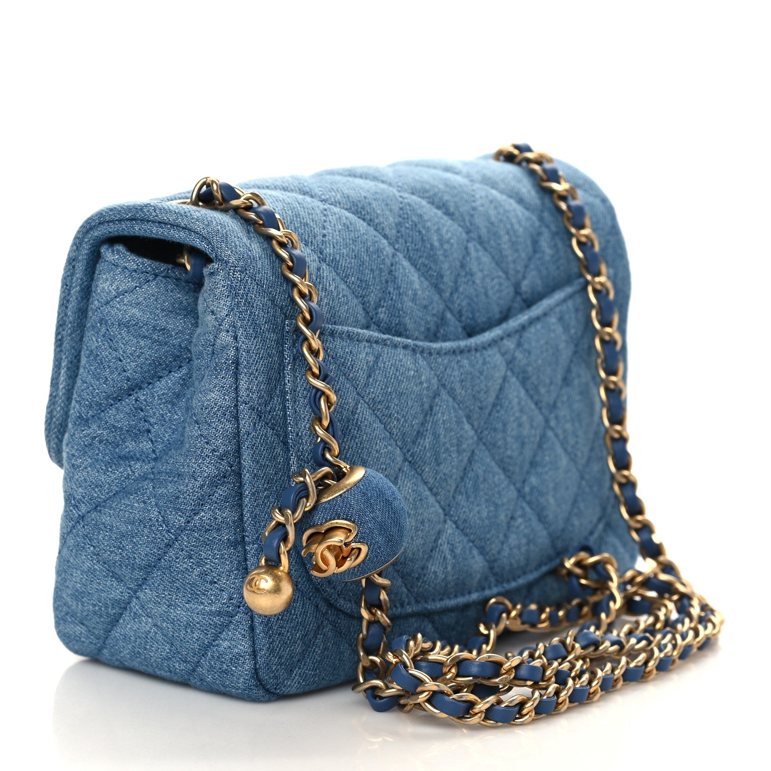 Chanel Denim Quilted Mini Pearl Crush Flap Blue 3 of 10