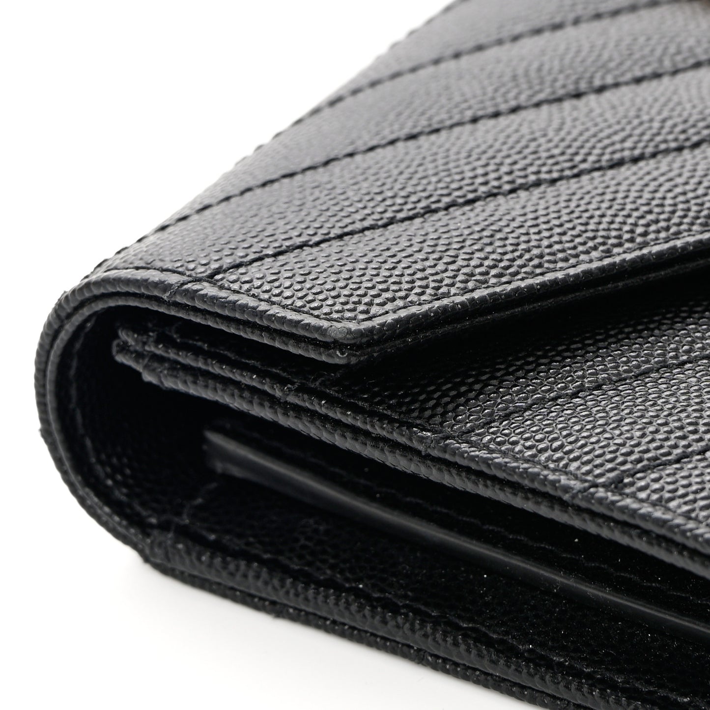 Grain De Poudre Matelasse Chevron Monogram Flap Wallet Black