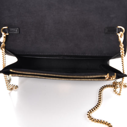 Fendi Vitello Century Eyebrow Monster Eyes Embossed Tube Wallet On Chain Black 5 of 7
