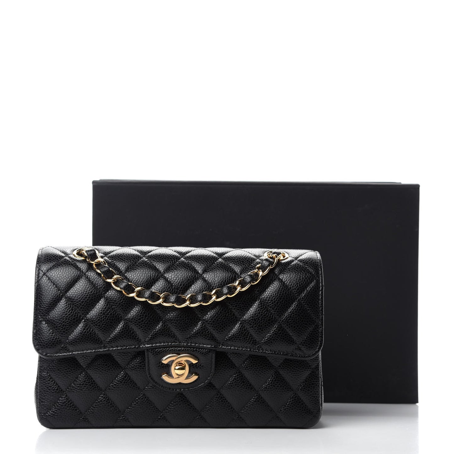 Caviar Quilted Small Double Flap Black