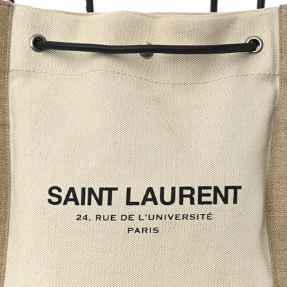 Saint Laurent Linen Calfskin Rive Gauche Backpack Greggio Natural 8 of 11