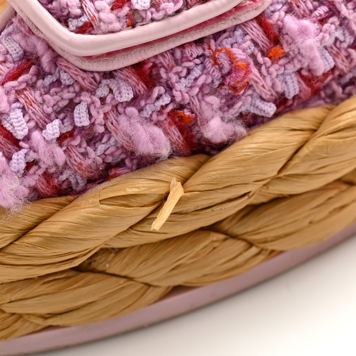 Tweed Patent Calfskin Velcro Dad Sandals 37.5 Pink Multicolor