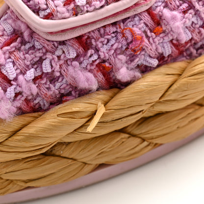 Chanel Tweed Patent Calfskin Velcro Dad Sandals 37.5 Pink Multicolor 10 of 14