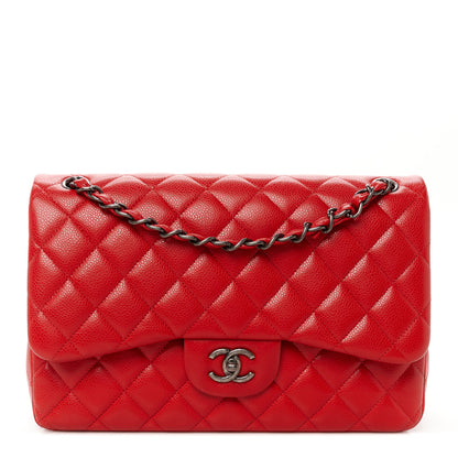 Chanel Caviar Quilted Jumbo Double Flap Red 1 of 11