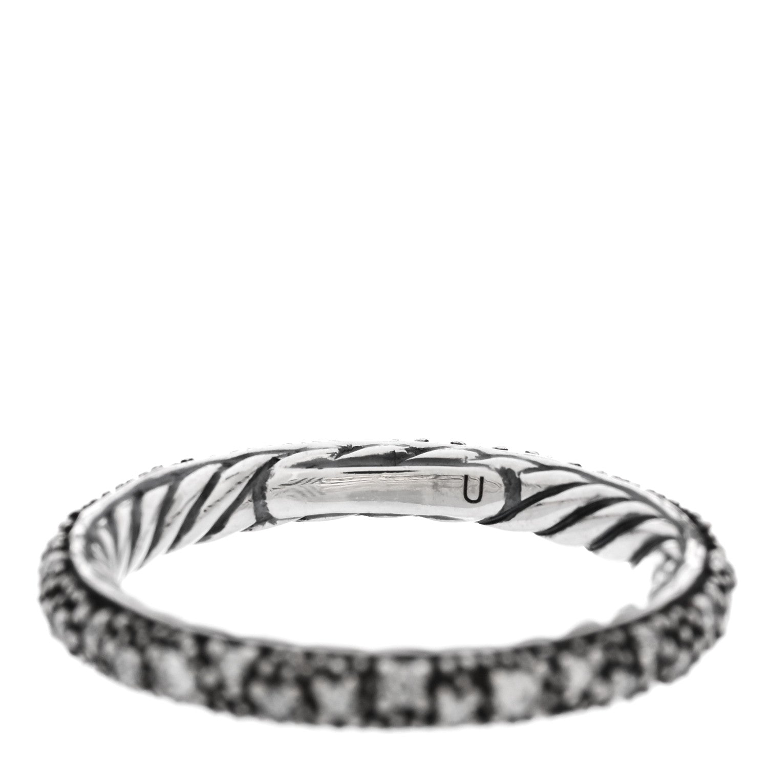 David Yurman Sterling Silver Diamond 3mm Midnight Melange Band Ring 54 6.75 5 of 5