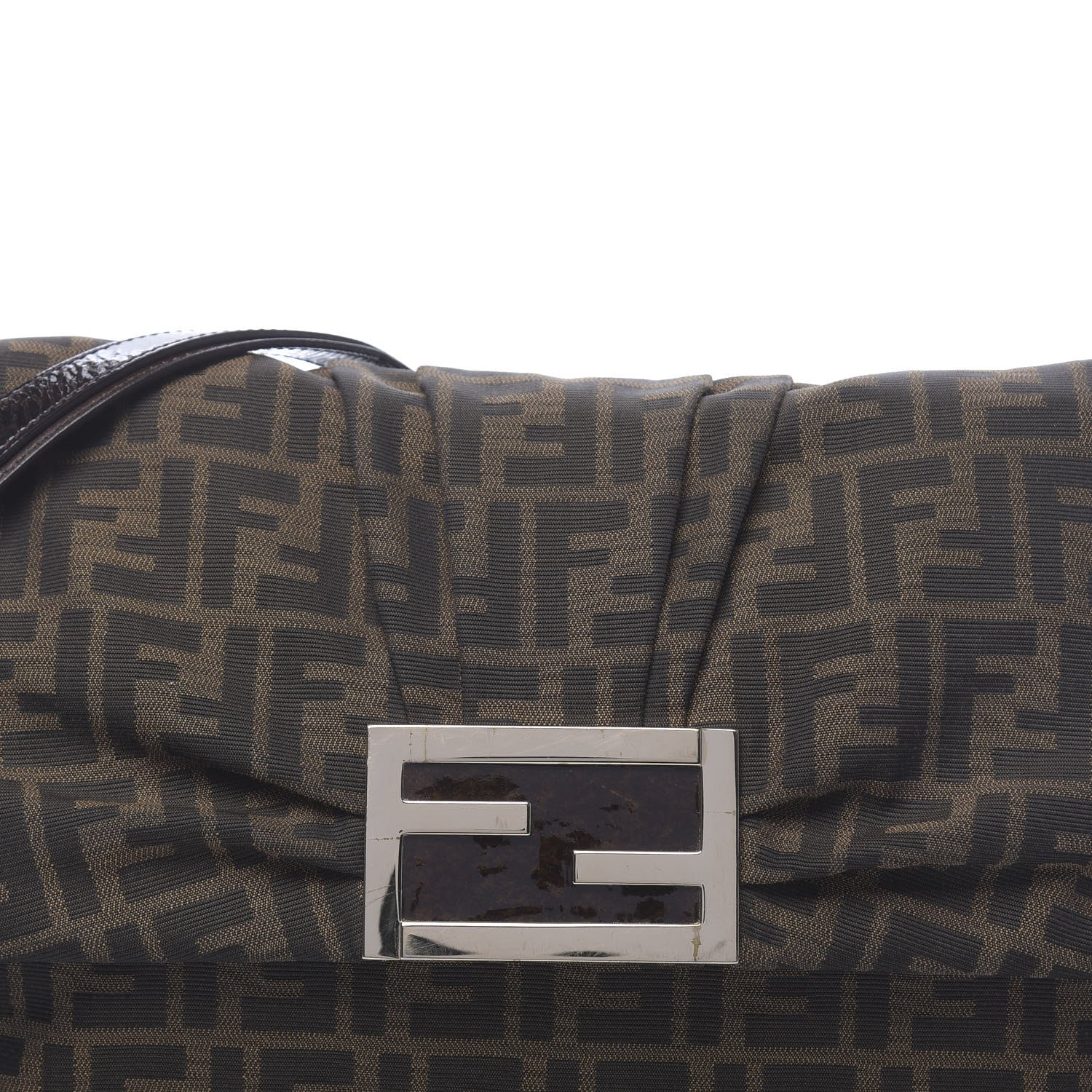 Fendi Zucca Patent Large Mia Shoulder Flap Tobacco 11 of 11