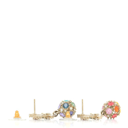 Chanel Crystal Over The Rainbow CC Drop Earrings Gold Multicolor 3 of 5
