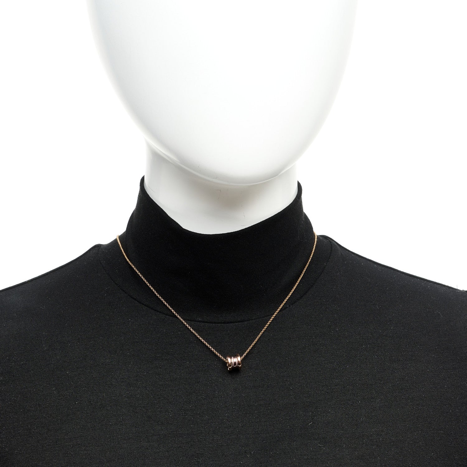 Bulgari 18K Rose Gold Cermet Small B.Zero1 Pendant Necklace 2 of 6