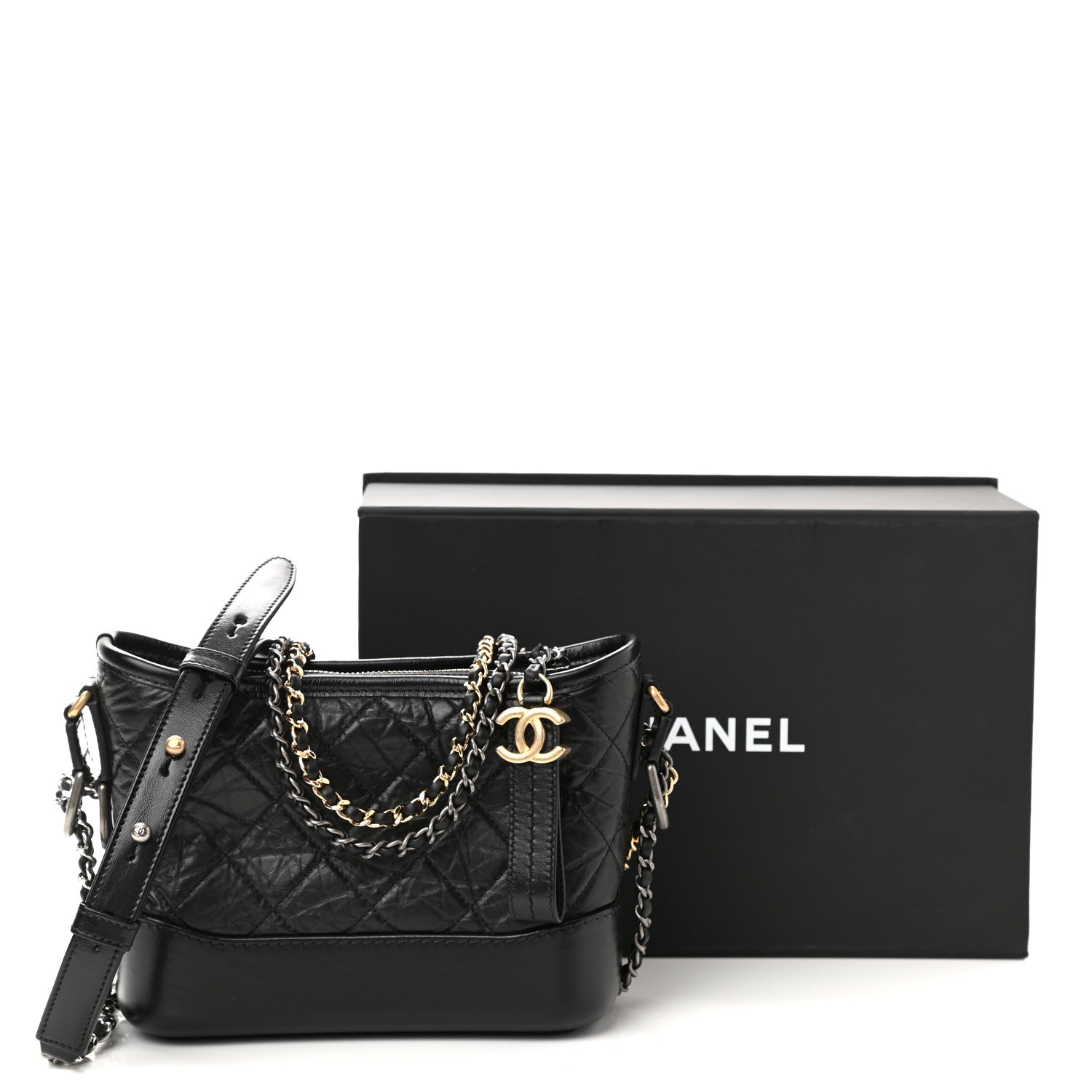 Chanel Aged Calfskin Quilted Small Gabrielle Hobo Black 11 of 11