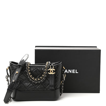 Chanel Aged Calfskin Quilted Small Gabrielle Hobo Black 11 of 11