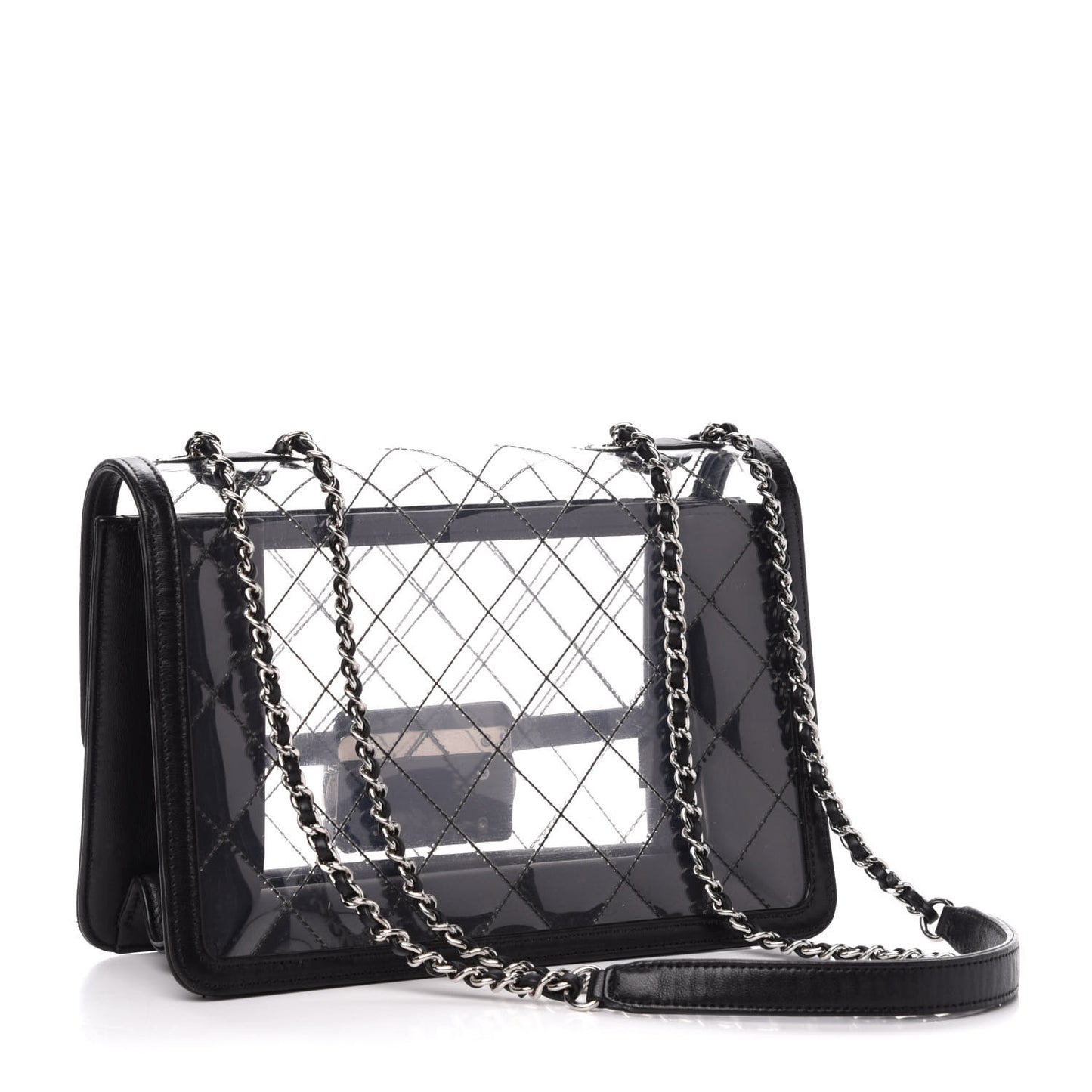 PVC Lambskin Quilted Beauty Lock Flap Black
