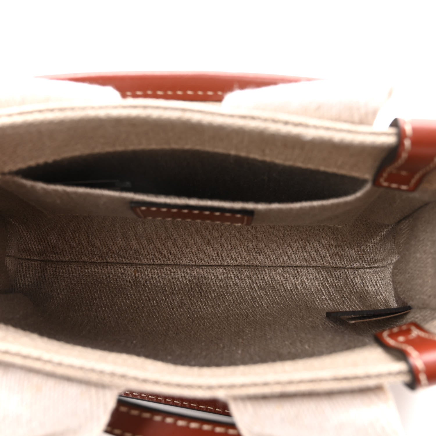 Chloe Cotton Calfskin Mini Woody Ribbon Tote White Brown 5 of 10