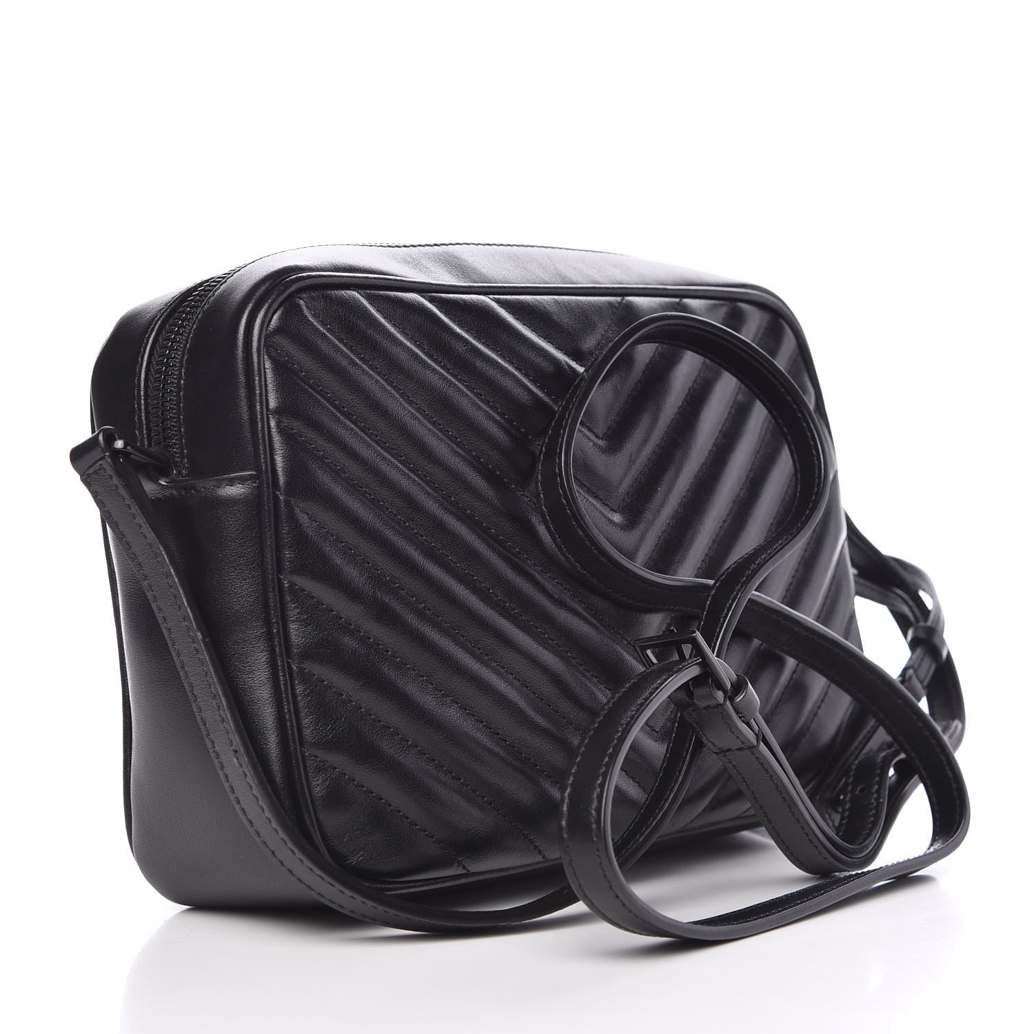 Saint Laurent Calfskin Matelasse Monogram Lou Camera Bag Black 3 of 9