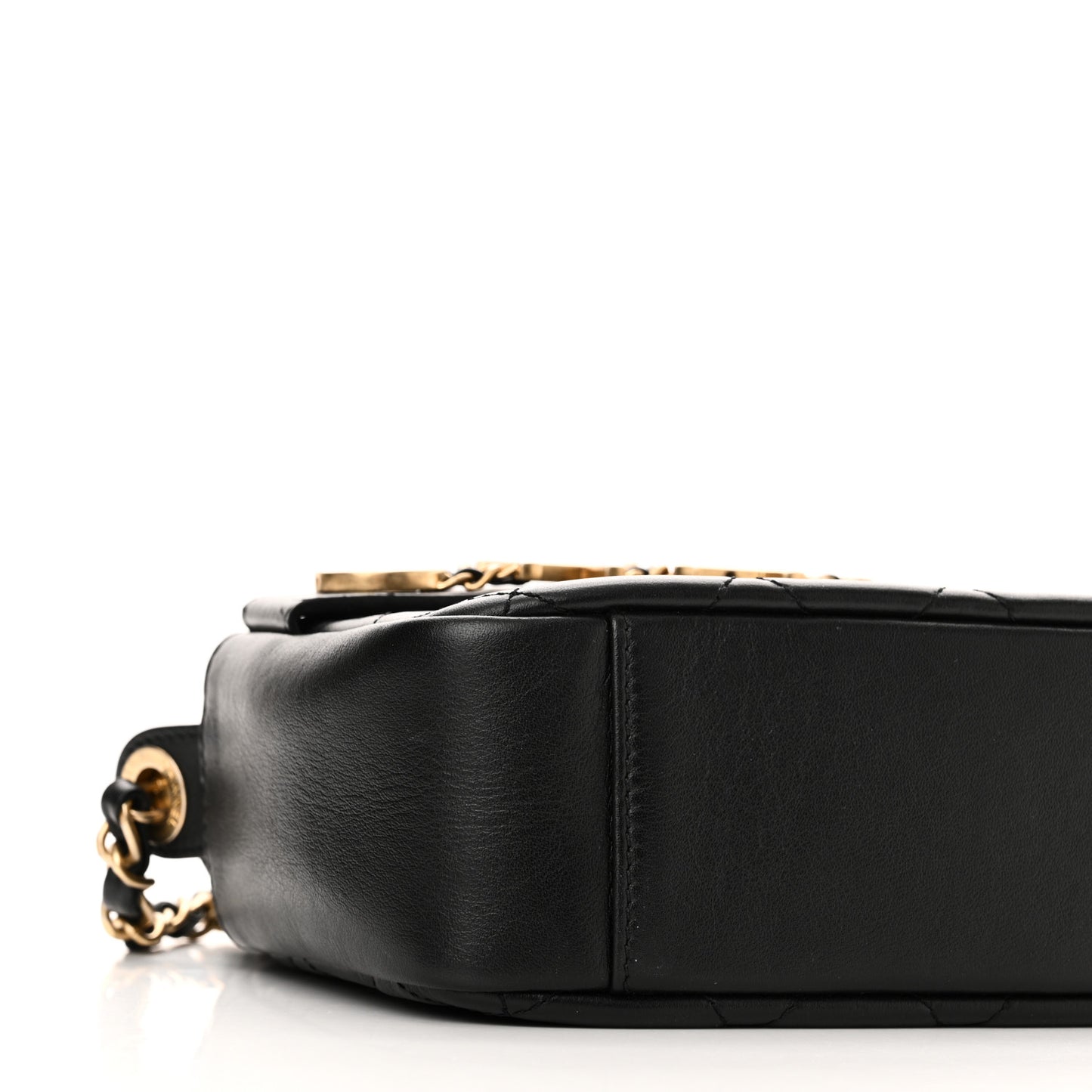Calfskin Quilted Enchained Camera Case Bag Black