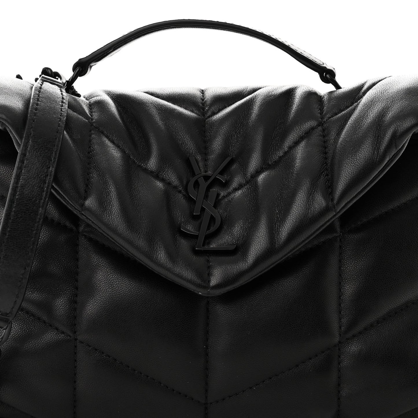 Lambskin Quilted Toy Loulou Puffer Monogram Monochrome Chain Satchel Black
