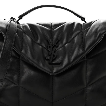 Saint Laurent Lambskin Quilted Toy Loulou Puffer Monogram Monochrome Chain Satchel Black 8 of 11