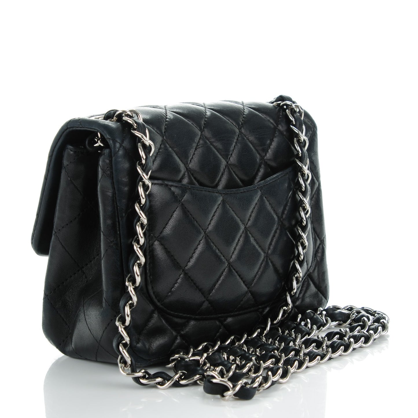 Lambskin Quilted Mini Square Flap Black
