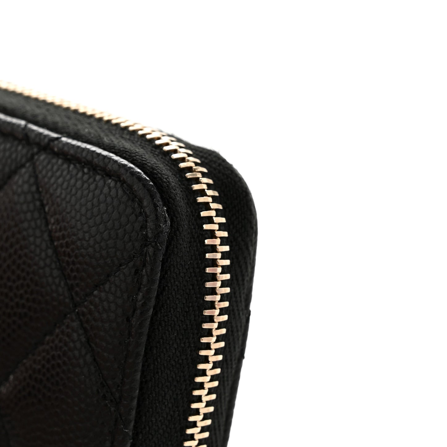 Caviar Crystal Quilted CC Zip Coin Purse Black